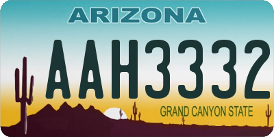 AZ license plate AAH3332