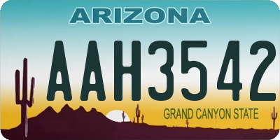 AZ license plate AAH3542