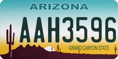 AZ license plate AAH3596