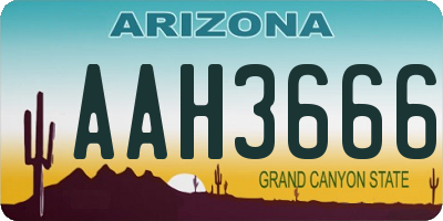 AZ license plate AAH3666