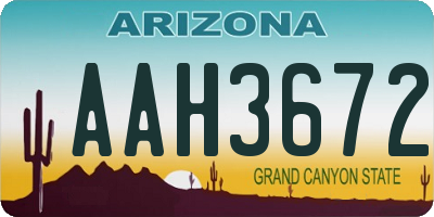 AZ license plate AAH3672