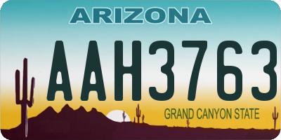 AZ license plate AAH3763