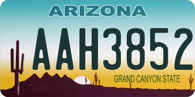 AZ license plate AAH3852