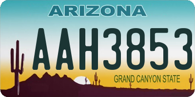 AZ license plate AAH3853