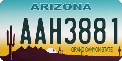 AZ license plate AAH3881