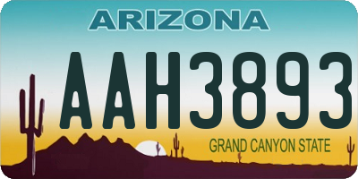 AZ license plate AAH3893
