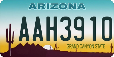 AZ license plate AAH3910