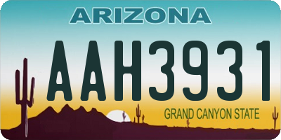 AZ license plate AAH3931
