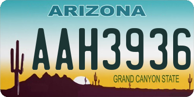 AZ license plate AAH3936