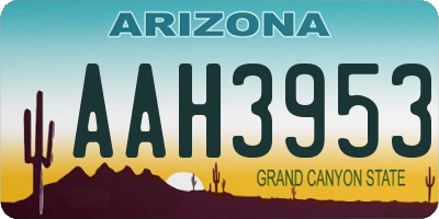 AZ license plate AAH3953