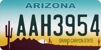 AZ license plate AAH3954
