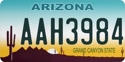 AZ license plate AAH3984