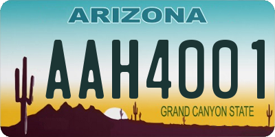 AZ license plate AAH4001