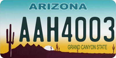 AZ license plate AAH4003