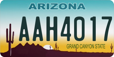 AZ license plate AAH4017