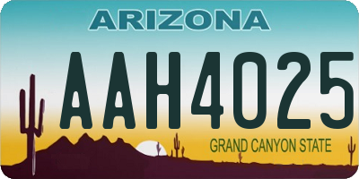 AZ license plate AAH4025