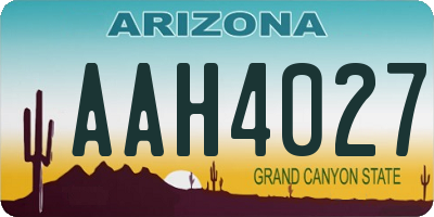 AZ license plate AAH4027