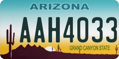 AZ license plate AAH4033