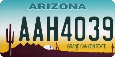 AZ license plate AAH4039