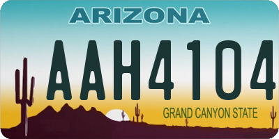 AZ license plate AAH4104