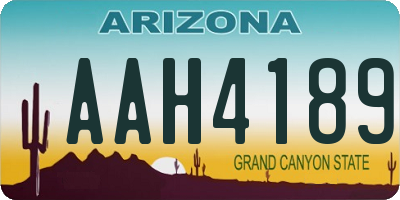 AZ license plate AAH4189