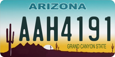 AZ license plate AAH4191