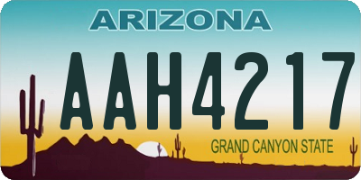AZ license plate AAH4217