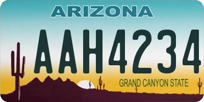 AZ license plate AAH4234