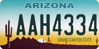 AZ license plate AAH4334