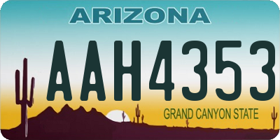 AZ license plate AAH4353