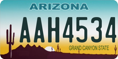 AZ license plate AAH4534