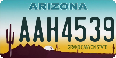 AZ license plate AAH4539