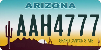 AZ license plate AAH4777