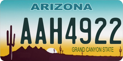 AZ license plate AAH4922