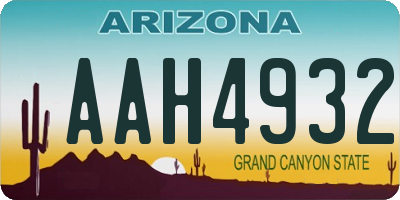 AZ license plate AAH4932