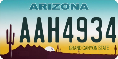 AZ license plate AAH4934