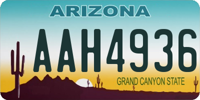 AZ license plate AAH4936