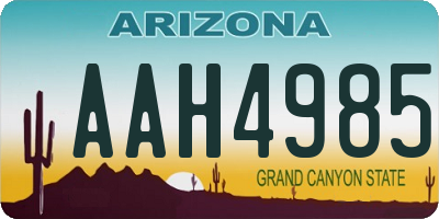 AZ license plate AAH4985