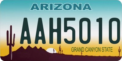 AZ license plate AAH5010