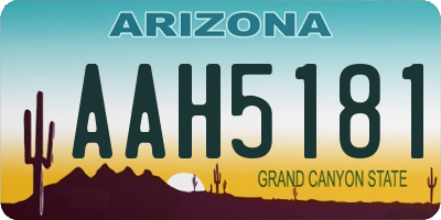AZ license plate AAH5181