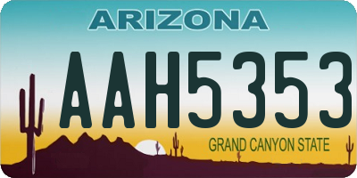 AZ license plate AAH5353