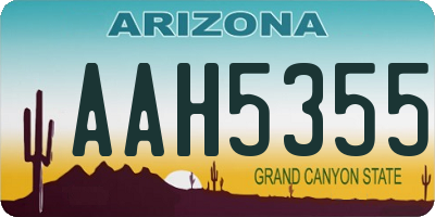 AZ license plate AAH5355