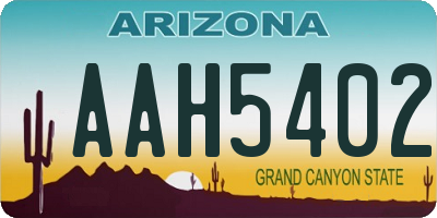 AZ license plate AAH5402