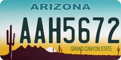 AZ license plate AAH5672