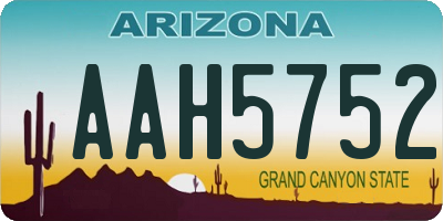 AZ license plate AAH5752