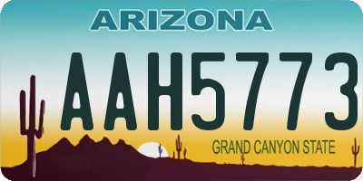 AZ license plate AAH5773