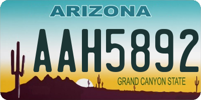 AZ license plate AAH5892