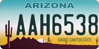 AZ license plate AAH6538