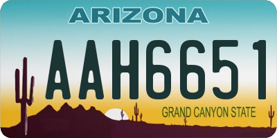 AZ license plate AAH6651