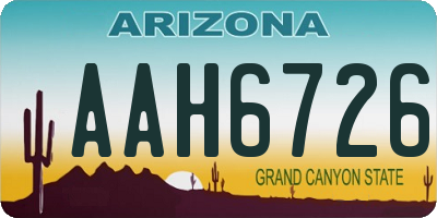 AZ license plate AAH6726